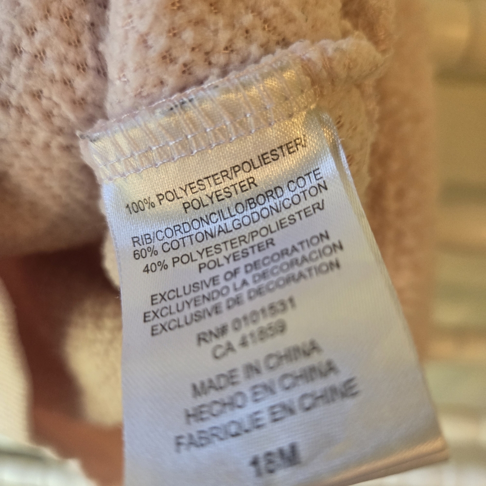Pink Minnie Mouse Fleece Faux Sherpa Sweater Disney 18 Month Baby Toddler - Picture 6 of 6